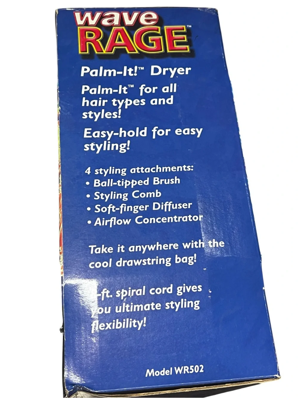2003 NRFB Wave RAGE Palm-It! Diffuser Hair Dryer - Green and Gray Styling Set